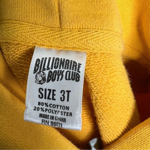 Billionaire Boys Club Mustard Yellow Pullover Hoodie Pockets Long Sleeves Sz 3T - Picture 9 of 10